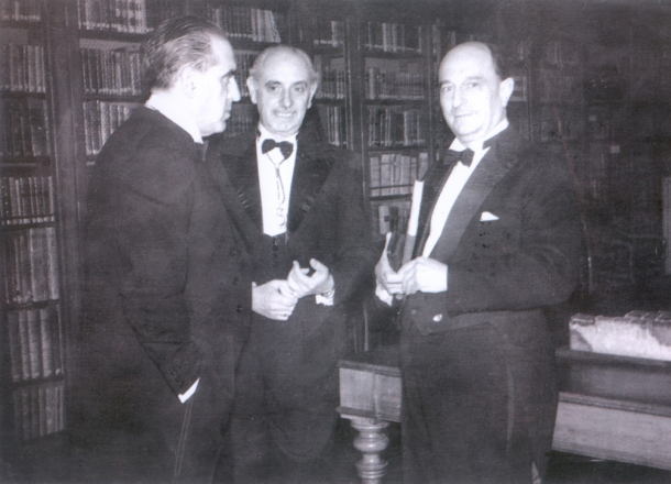 Esteban Terradas junto a Gregorio Marañón (dcha) y a José María Pemán (centro).